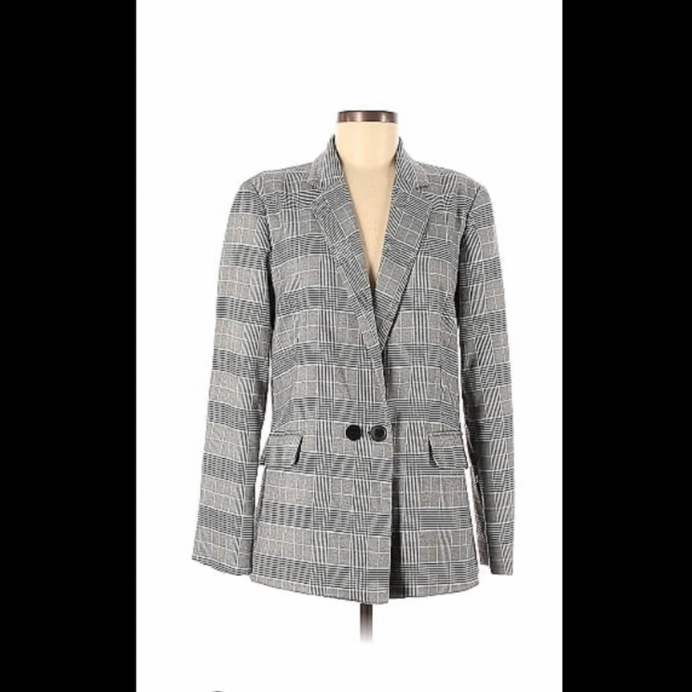Seek The Label Woman’s Plaid Loose Fit Double Breasted Blazer Jacket Sz S